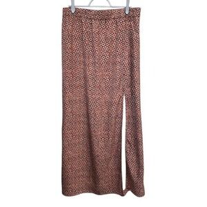 Michael Kors Grenadine Geometric Print Maxi Skirt Elastic Waist Slit Casual Sz S